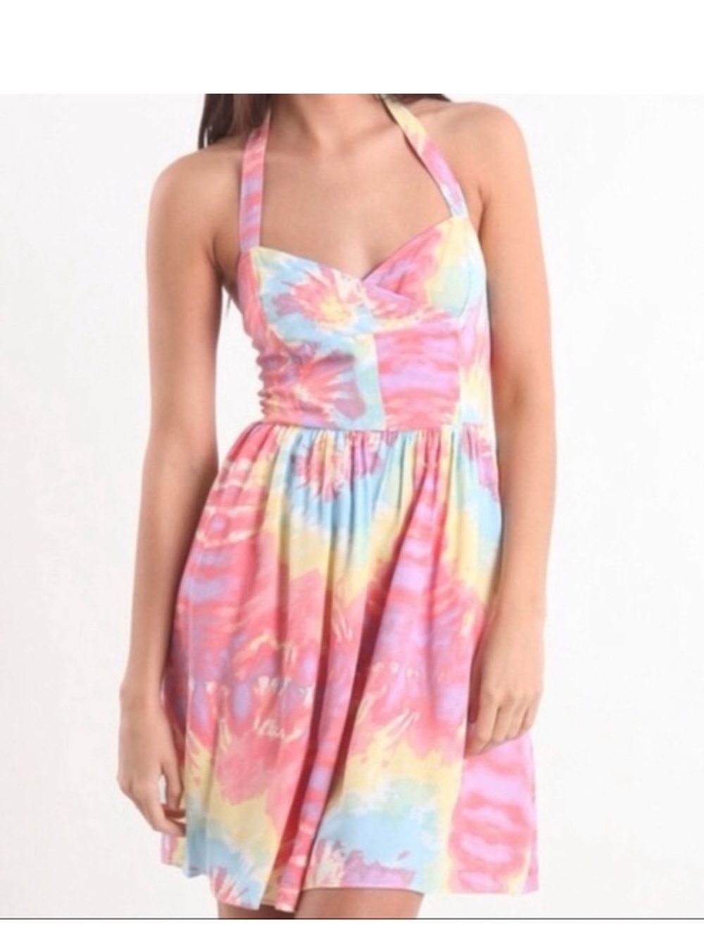 PacSun Multicolor Tie-Dye Backless Halter Dress